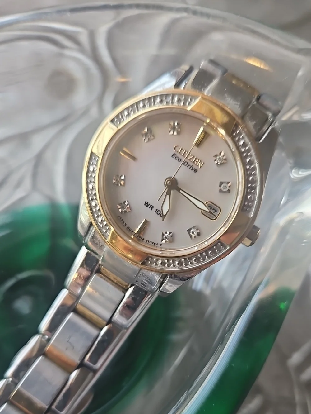 Citizen Two-Tone Silver and Gold Women’s Crystal Accent Watch